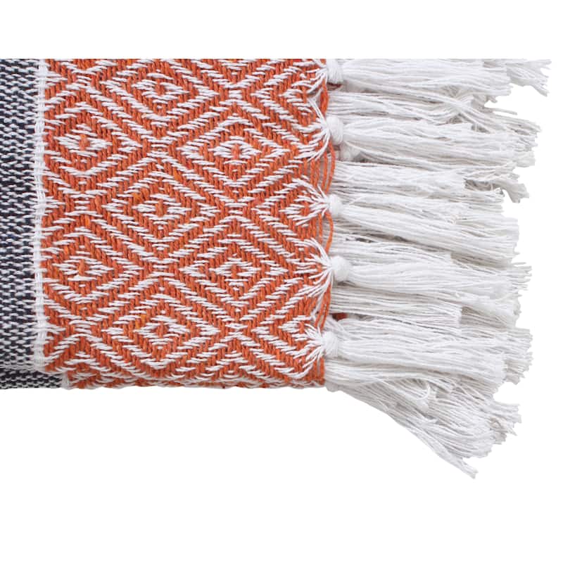 Hand Woven Cotton Rustic Throw Blankets - All Season Comfort with Tassels (Set of 2, 50x60 inches)