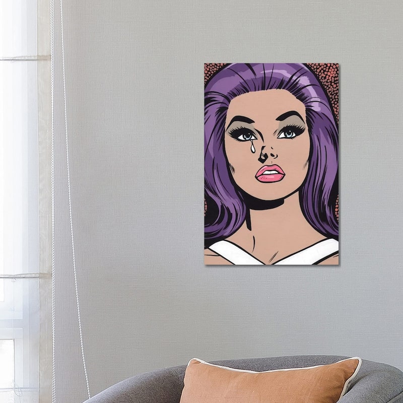 iCanvas "Purple Sad Girl" by Allyson Gutchell Canvas Print - 26x18x1.5