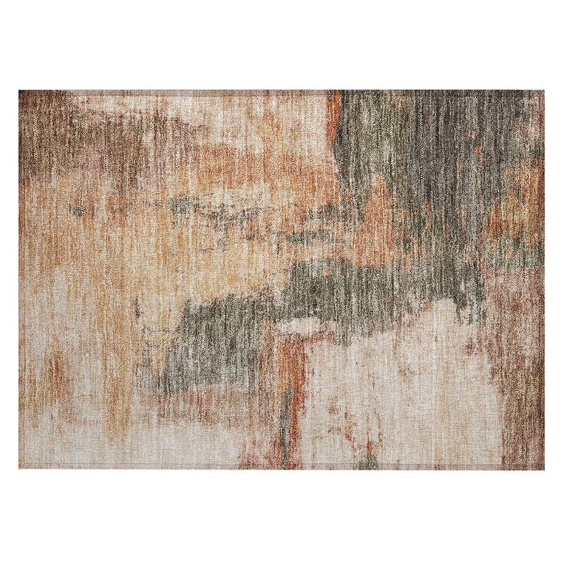Machine Washable Indoor/ Outdoor Contemporary Abstract Chantille Rug