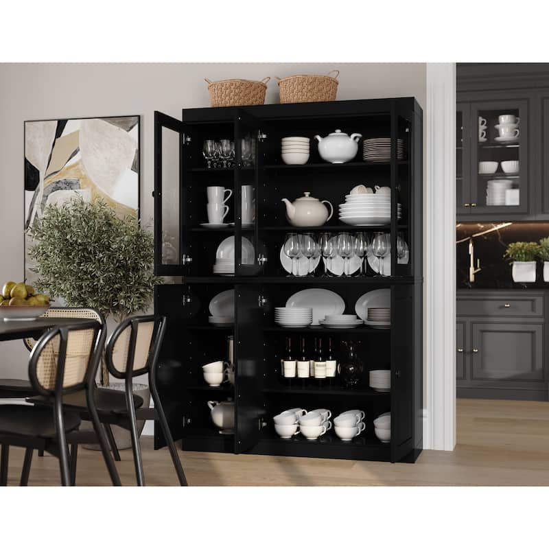Palace Imports 100% Solid Wood 48.5" China Pantry Cabinet with Solid or Clear Glass Doors and Adjustable Shelves - 48.5" x 71.5"