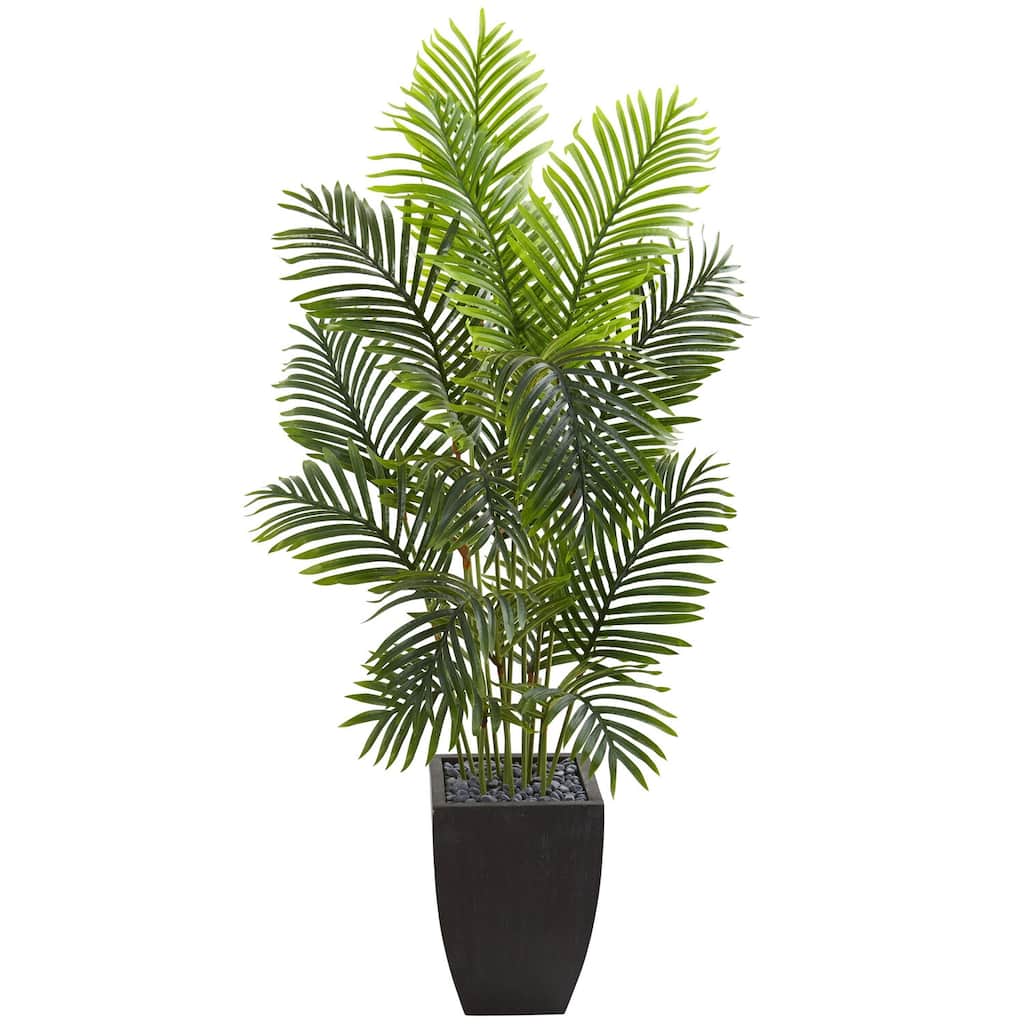 Artificial Palm Tree Indoor - 5.5Ft Green Fronds in Square Planter - Home Office Decor Accent - 61 Inches and Over