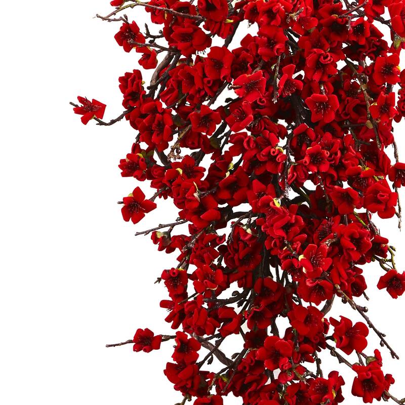 Plum Blossom Teardrop Spring Artificial Swag, 28-Inch, Unlit