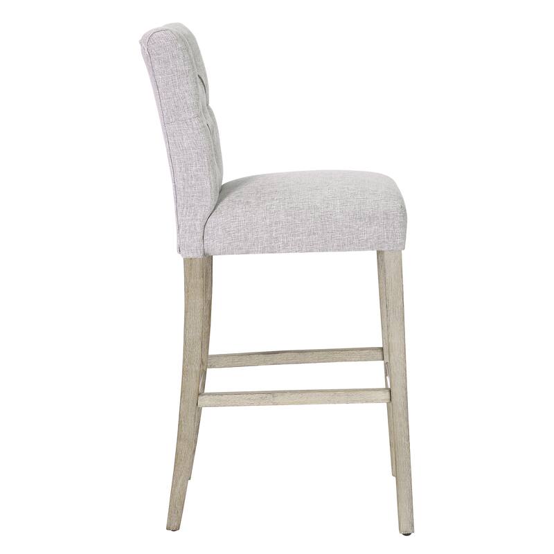 Carter 29" Button Tufted Bar Stool (Set of 2) Antique Gray Finish