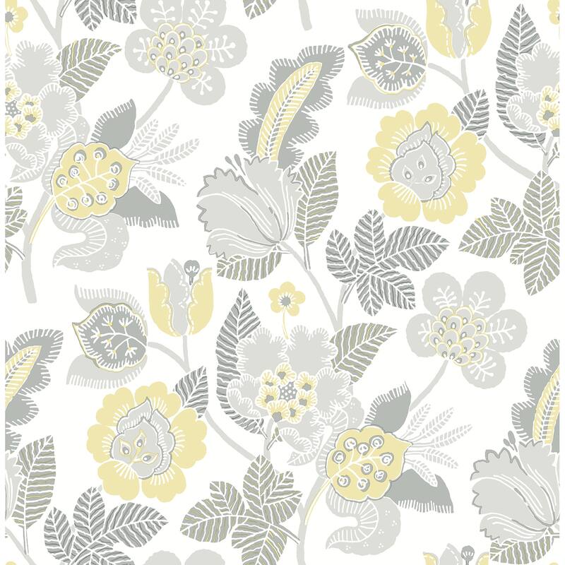 A-Street Prints Jana Light Grey Jacobean Wallpaper