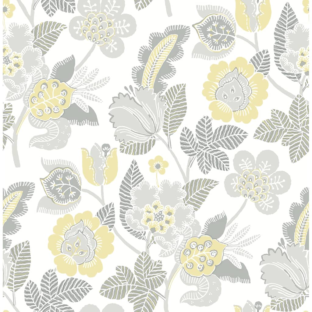 A-Street Prints Jana Light Grey Jacobean Wallpaper