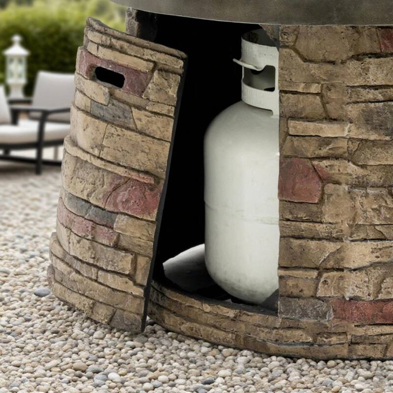 GDFStudio - Modern Outdoor 36'' Propane Gas Fire Pit Table with Hidden Tank Storage & Removable Steel Lid, Cover Included