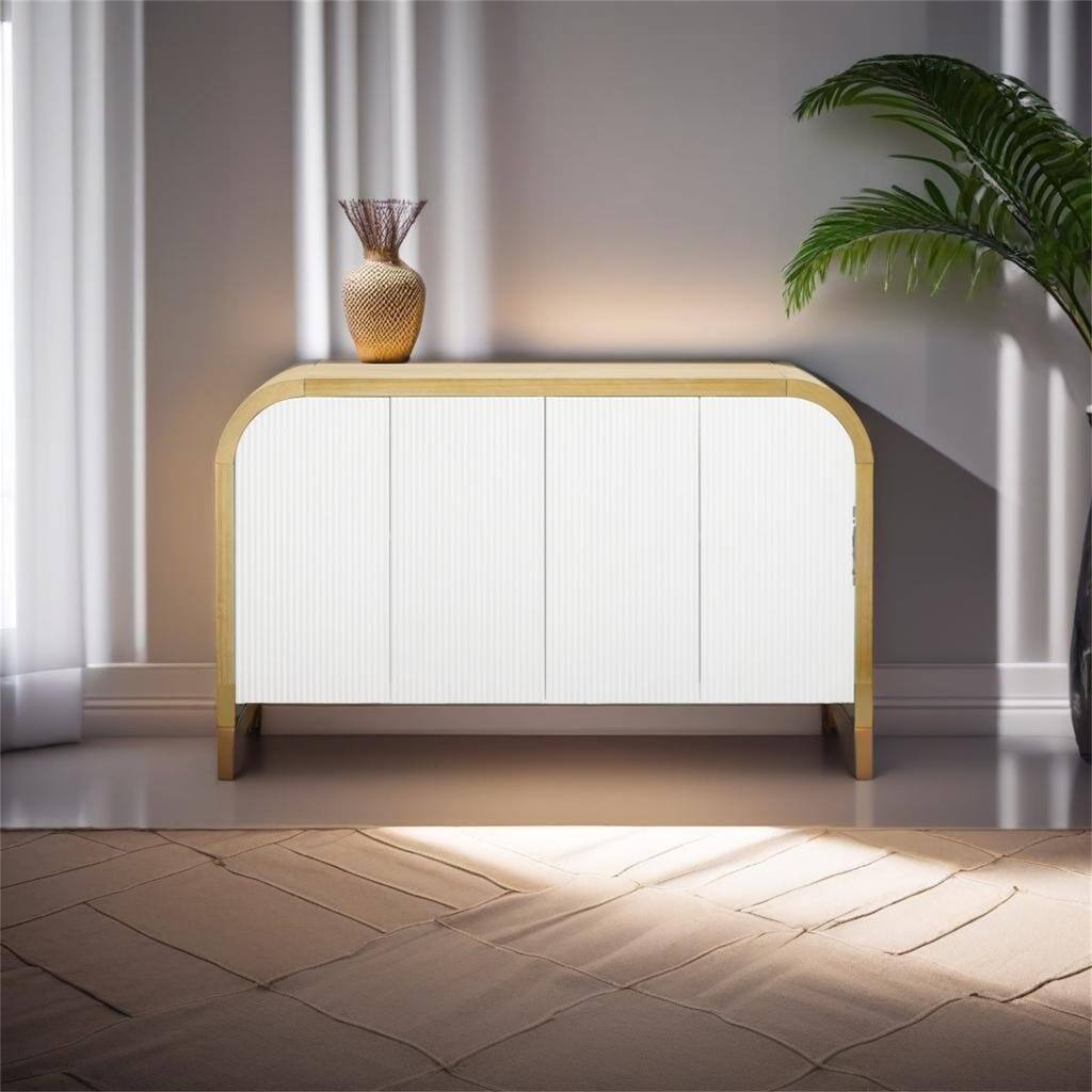 4-door Curved Corner Design Wavy Door Panel Cabinet
