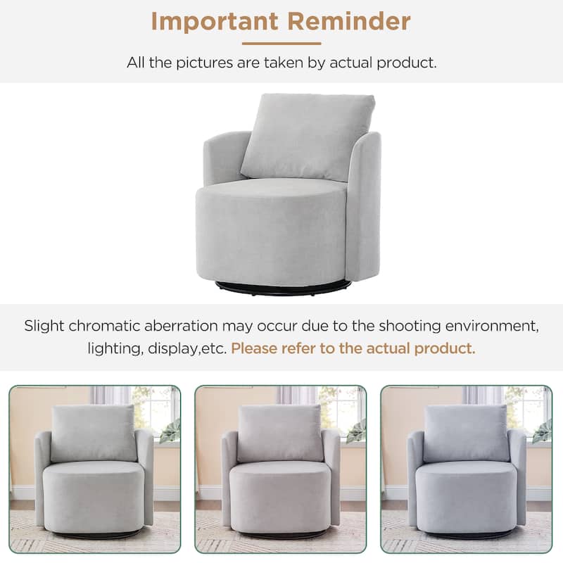Swivel Chair for Living Room, 29.9" Accent Armchair with Removable Backrest Upholstered Swivel Sofa Chair for Office