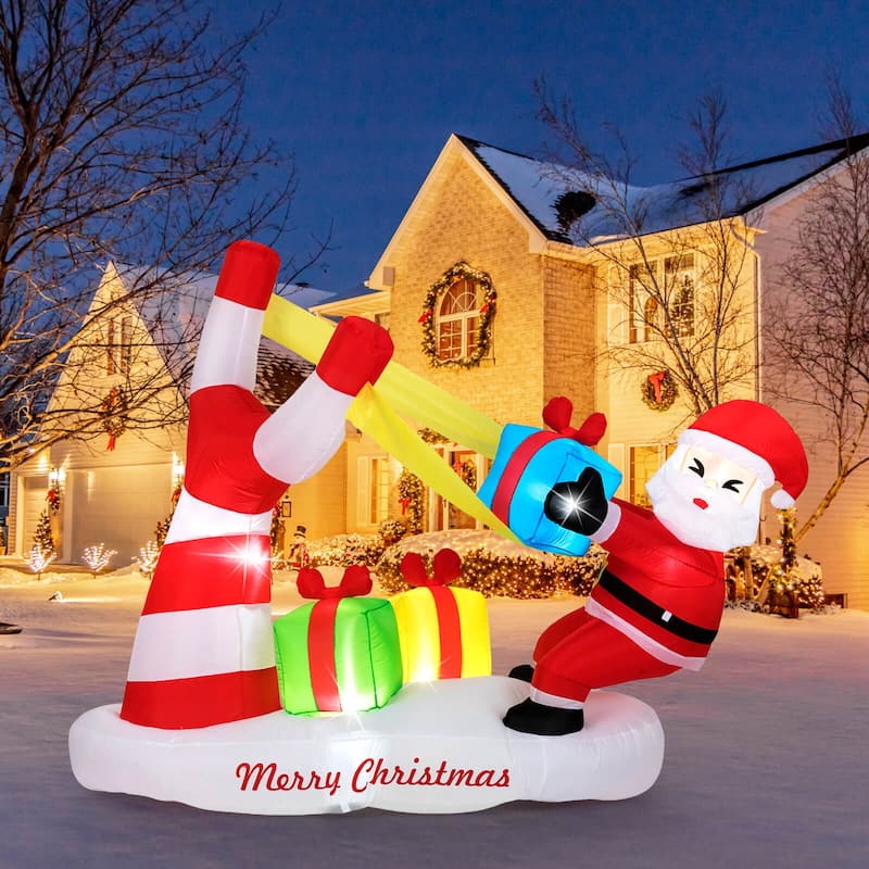 Costway 7 FT Christmas Inflatables Santa Decoration with Large - See Details - Multi-color
