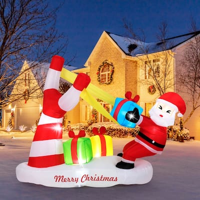 Costway 7 FT Christmas Inflatables Santa Decoration with Large - See Details