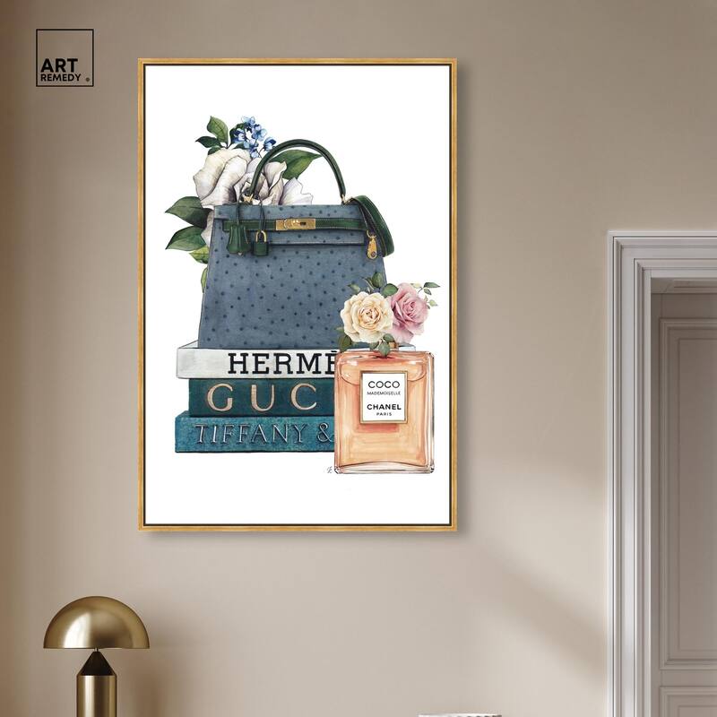 Books and Coco Orange Canvas by Art Remedy