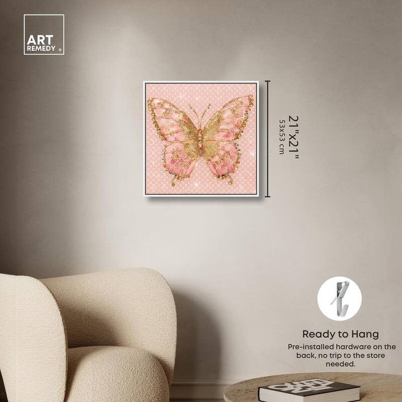 Glittering Elegant Butterfly Blush Canvas by Art Remedy