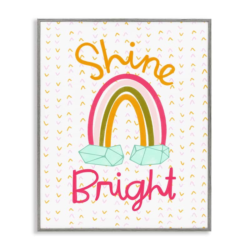 Stupell Shine Bright Geometric Rainbow Framed Giclee Art Design By Mandy Ford Art + Illustration - 16 x 20 - Grey