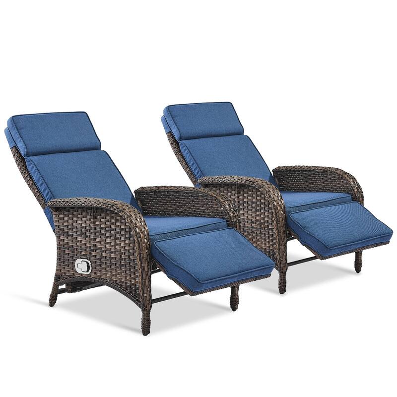 Patio Rattan Double Chaise Lounge Set - Brown