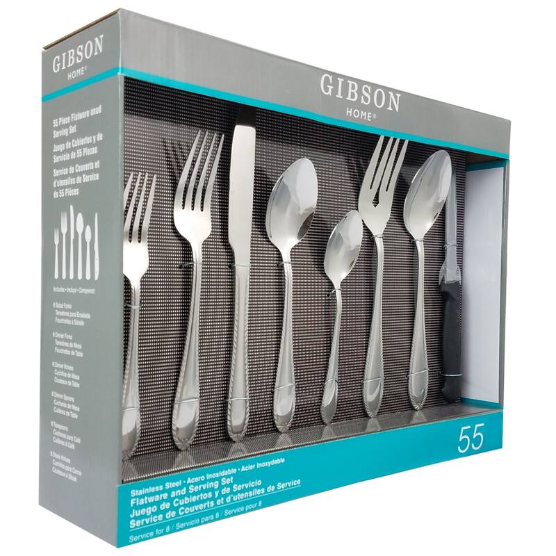 Uppingham Elite 55 Piece Ornate Handle Service For 8 Silverware Set