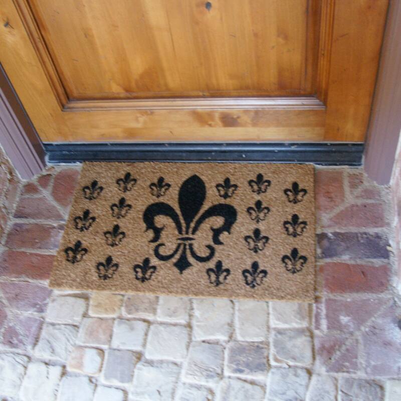 Rubber-Cal "French Coat of Arms" Fleur De Lis Doormat, 18 x 30-Inch - Tan - 18" x 30"
