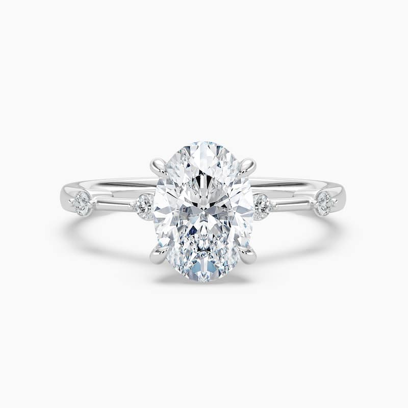 Auriya 14k Gold Petite Diamond Station Oval Lab Grown Hidden Halo Engagement Ring 1.00 to 5.00 ct. tw.(F-G, VS) - 8.5 - 2.50 carats - White