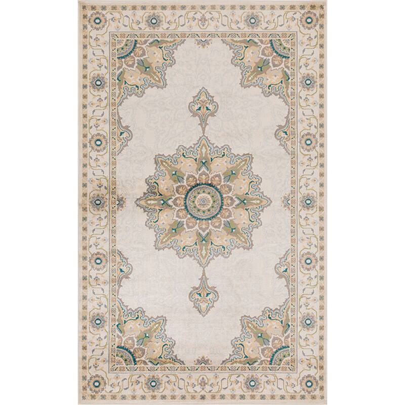 Traditional Medallion Border Indoor Area Rug or Runner by Superior