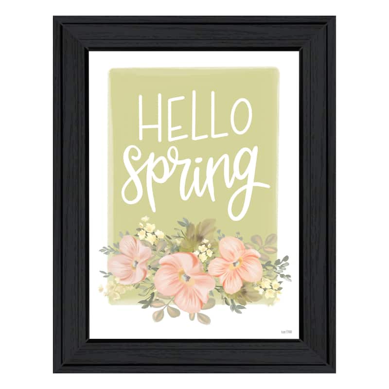 TrendyDecor4U Contemporary "Hello Spring Floral" Framed Print Wall Art