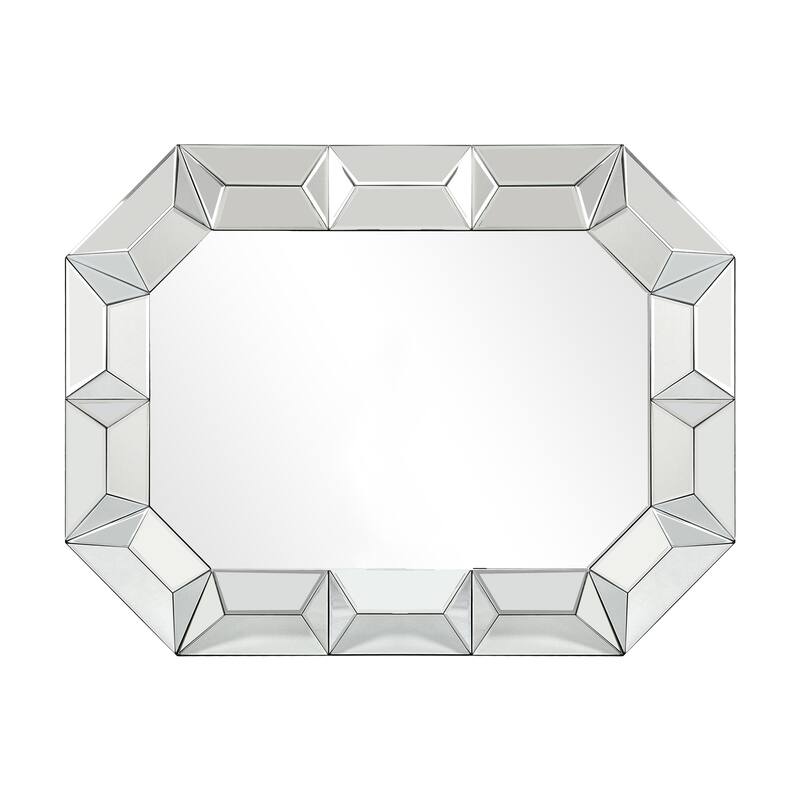 Silver Beveled Wall Mirror Bathroom Vanity Mirror - 47.2'' H X 35.4" W x 1.2" D