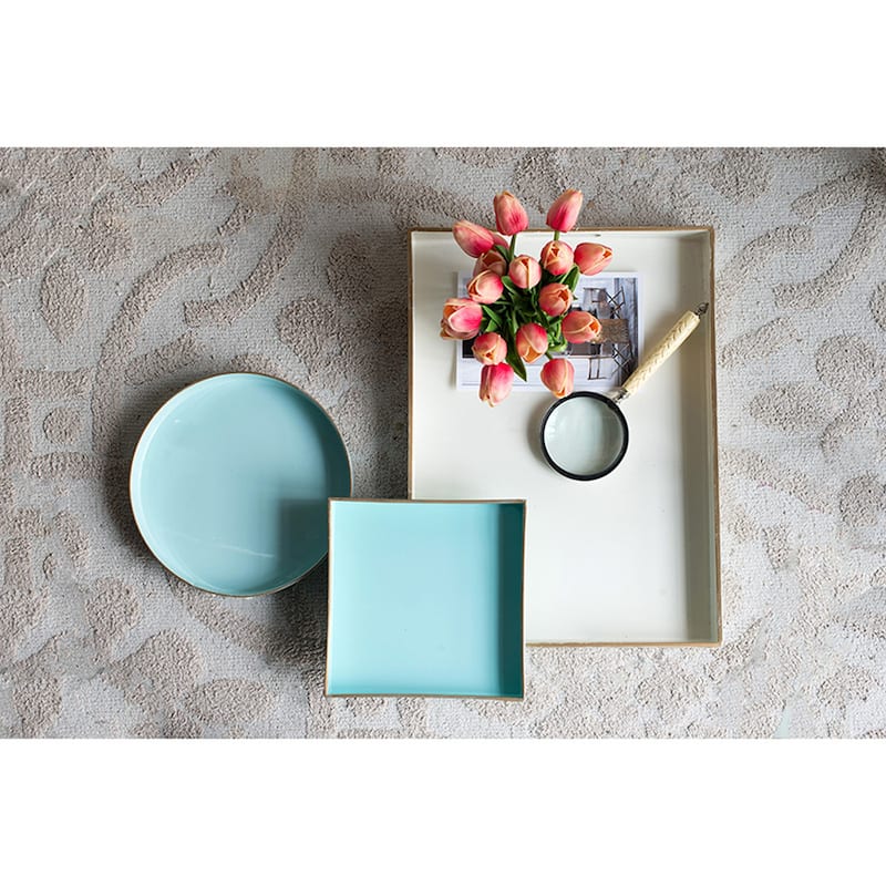 Mimosa Round Tray - Powder Blue - Blue