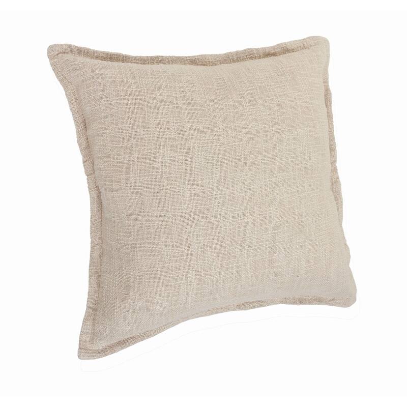 20" Beige Solid Square Throw Pillow