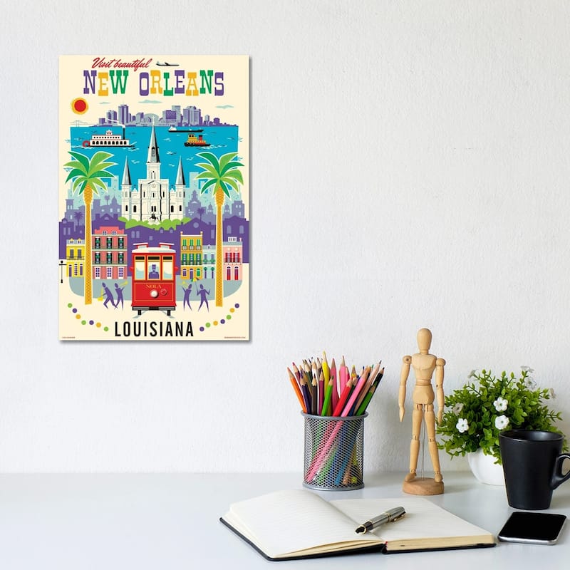 iCanvas "New Orleans Travel Poster" by Jim Zahniser Canvas Print - 12x8x0.75