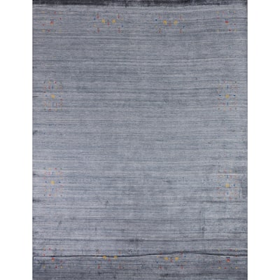Tribal Blue Gabbeh Area Rug Handmade Silk Carpet - 7'11"x 9'8"