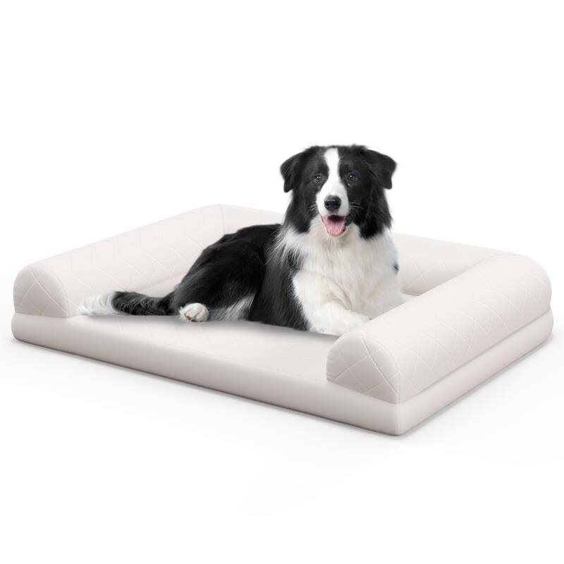 Costway Orthopedic Dog Bed Medium Small Dogs with 3-Side Bolster - See Details - Beige