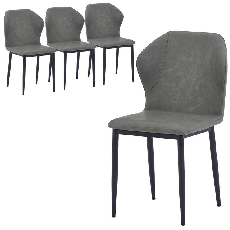 Mosaic Modern Fabric Upholstered Accent Dining Chair With Metal Legs & Curved Backrest Side Chair for Home or Office (Set of 4) - Olive Green