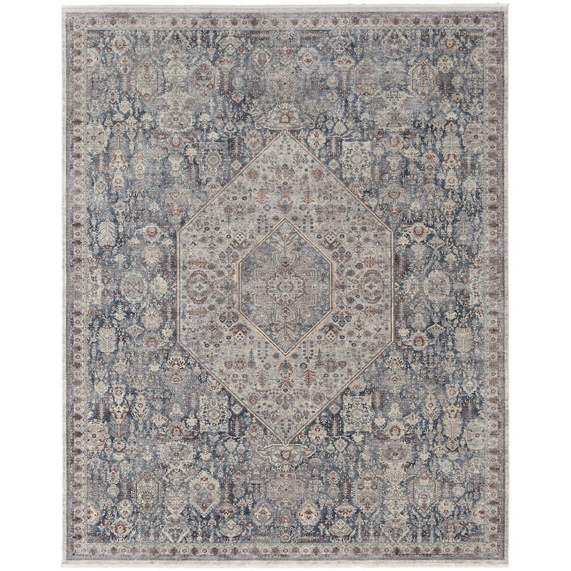 Tujib Power Loomed Floral Stain Resistant Low Pile Durable Area Rug By HomeRoots - 4' x 6'