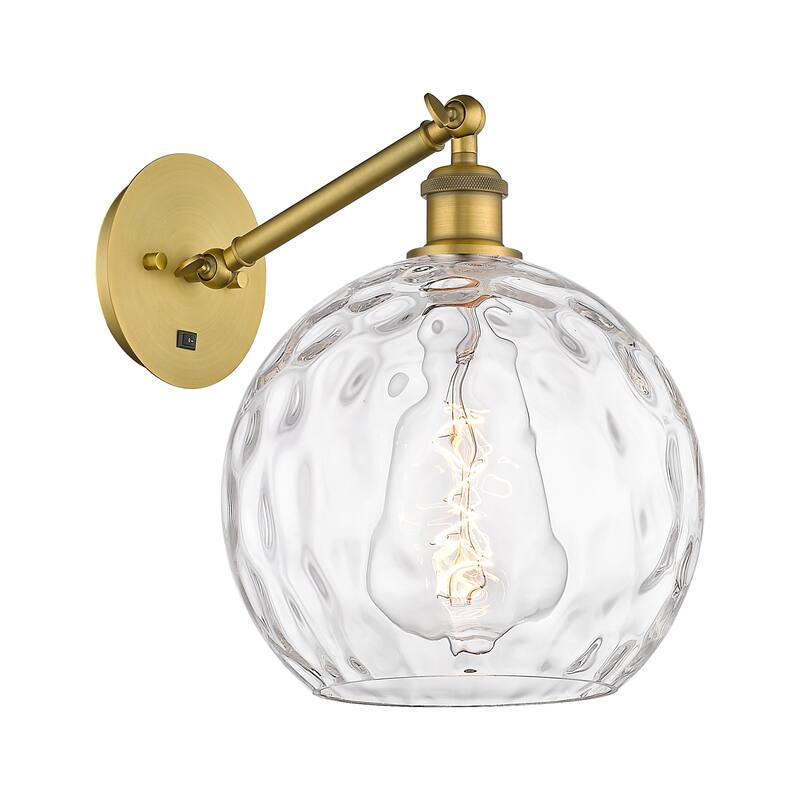Innovations Lighting Endless Possibilities Ballston - Athens Water Glass - 1 Light 10" Adjustable Sconce - Arm Adjusts Up & Down - Clear Water Glass/Brushed Brass