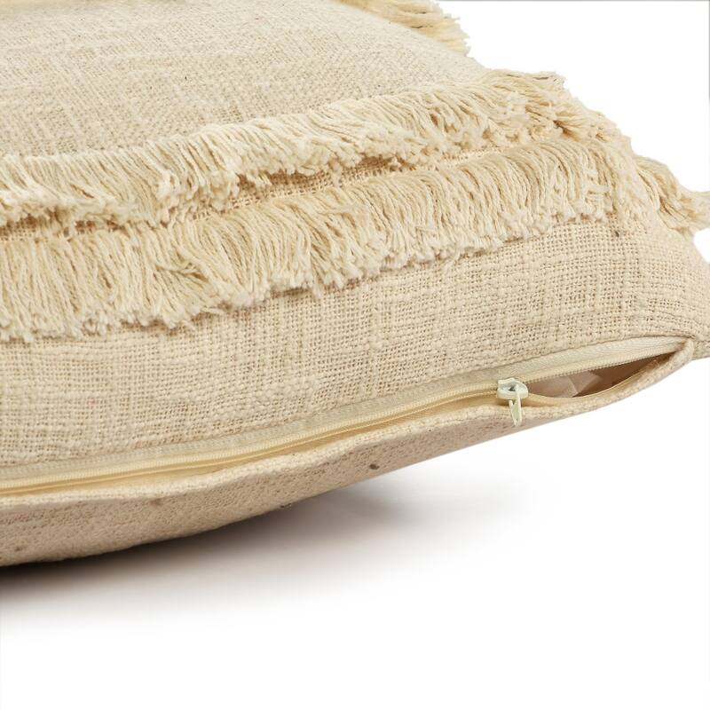 HomeRoots 14" X 20" Cream Cotton Throw Pillow With Texture