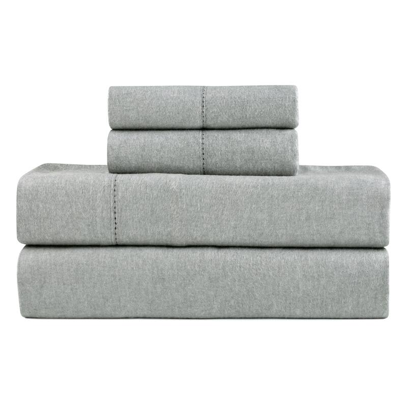 Pointehaven Solid Cotton 180 GSM Deep Pocket Oversized Brushed Flannel Sheet Set