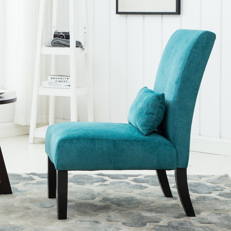 Porch & Den Vista Armless Chenille Accent Chair w/ Kidney Pillow