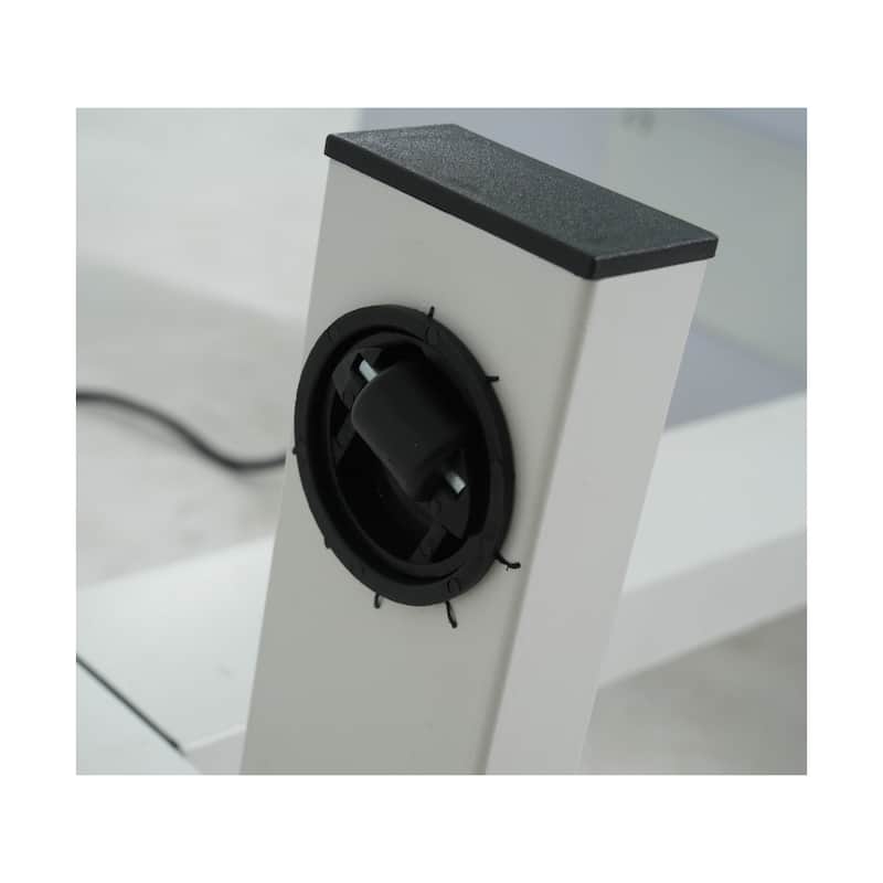 Height-Adjustable Overbed Table with Hidden Casters, Portable Bedside Desk with Tray, Pen Holder, USB & C-Type Ports