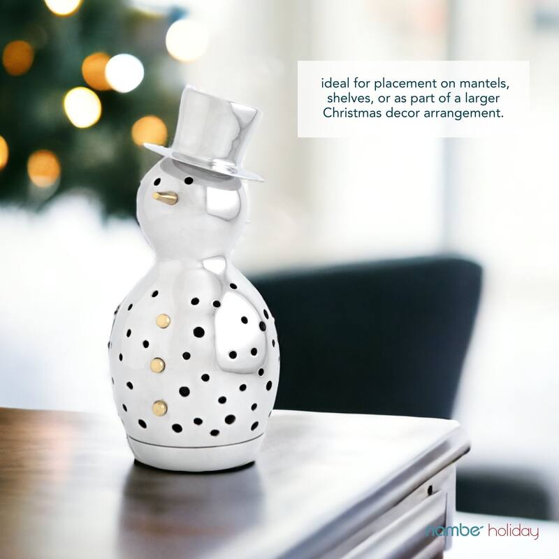 Nambe Snowman Luminary Figurine for Tealights - 7.5" D x 12.5" H