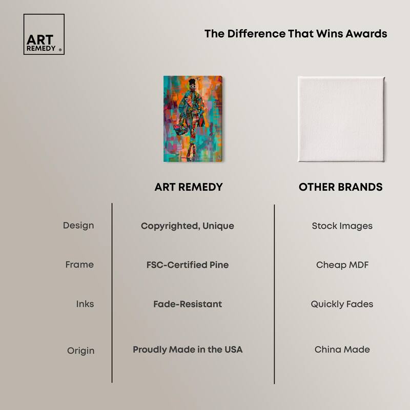 Bold Patchwork Style Canvas by Art Remedy, Gallery Wrapped