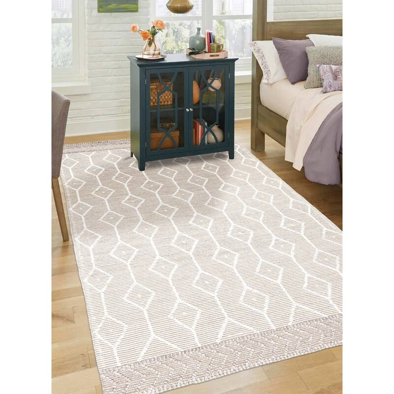 ECARPETGALLERY Braid weave Sienna Taupe Wool Rug - 5'1 x 8'4