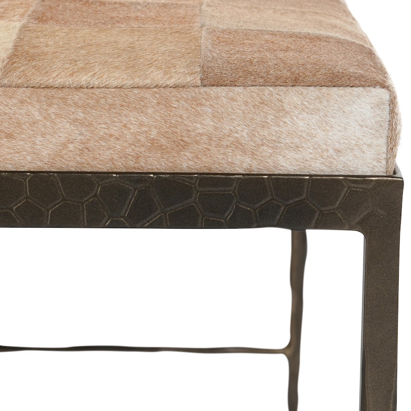 Classic Home Achen Leather Hide Ottoman Bench
