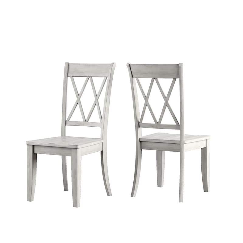 Eleanor Oak Farmhouse Trestle Base 6-Piece Dining Set - X Back by iNSPIRE Q Classic - Oak Table - Antique White Chairs and Bench