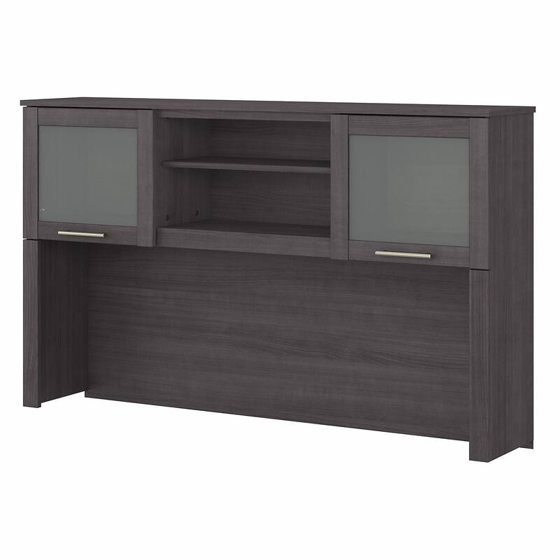 Bush Furniture Somerset Ash Gray 60W Hutch for L Shaped Desk - 59.09"L x 12.50"W x 35.69"H - Beige