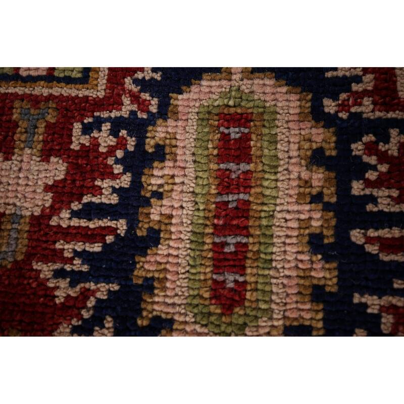 Geometric Heriz Serapi Indian Area Rug Handmade Red Wool Carpet - 7'10"x 10'0"