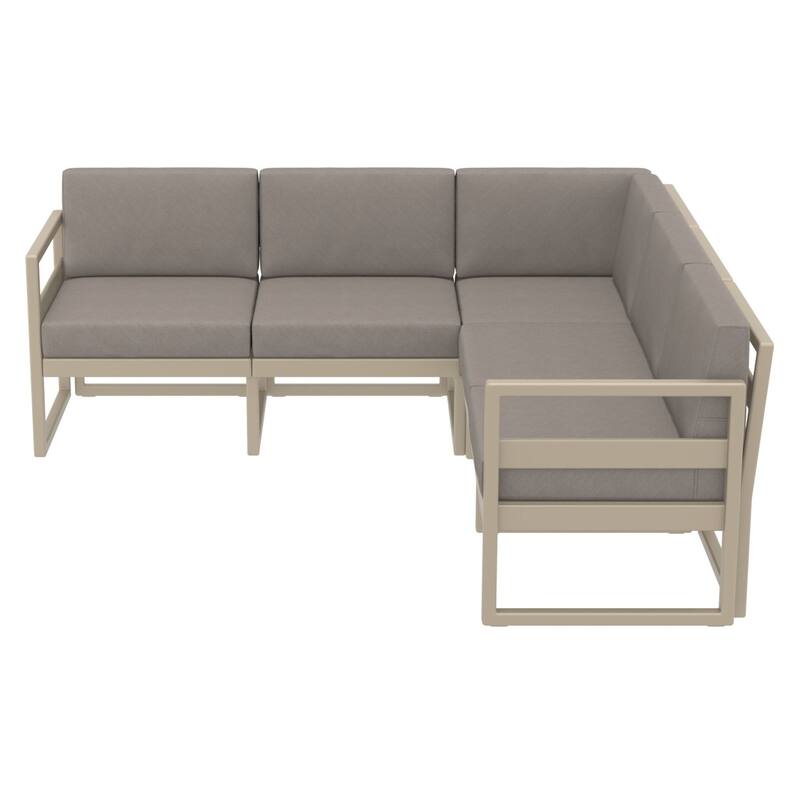 2 Piece Taupe Outdoor Patio Sectional Lounge Set with Sunbrella Cushion 78.75"