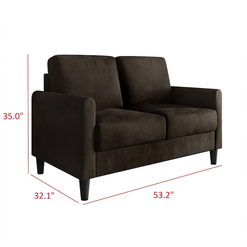 Clayfell Goliad Velvet Arm Loveseat with Pocket Spring, Soft Cushions, Clean Lines Design