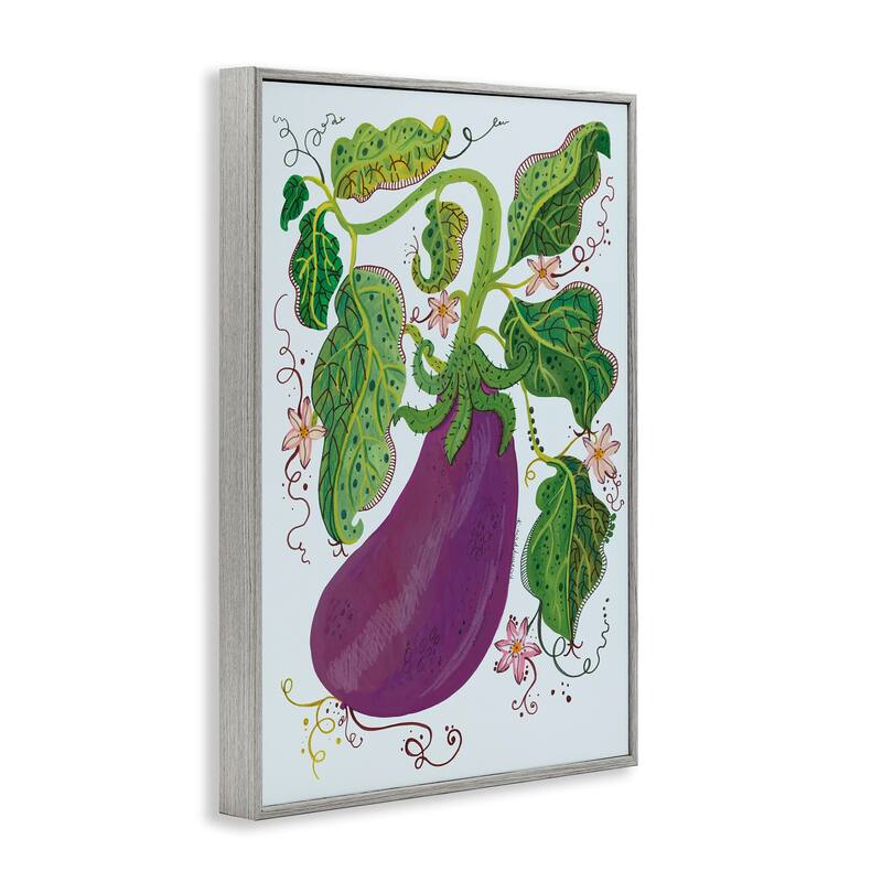 Stupell Whimsical Detail Eggplant Framed Giclee Art Design By Kay Widdowson