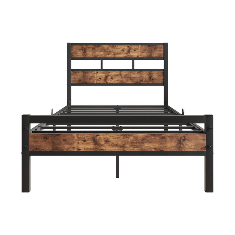 Rustic Vintage Wooden Platform Bed Frame