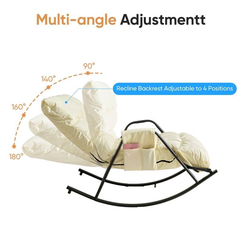 Mixoy Adjustable Widen Rocking Chair,Modern Lounge Nursery with Iron Frame