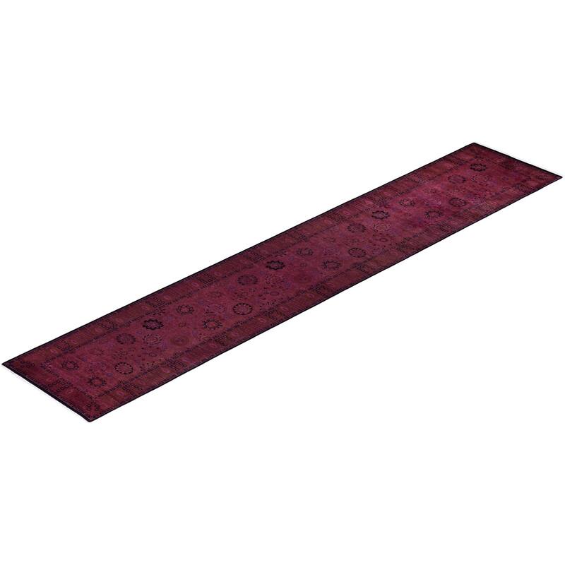 Fine Vibrance, One-of-a-Kind Hand-Knotted Runner Rug - Pink, 2' 7" x 14' 4" - 2' 7" x 14' 4"
