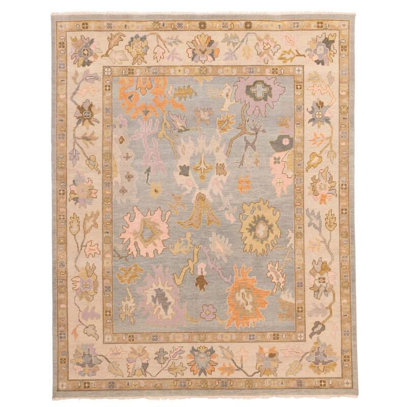 ECARPETGALLERY Hand-knotted Modern Oushak Grey Wool Rug - 7'11 x 9'11